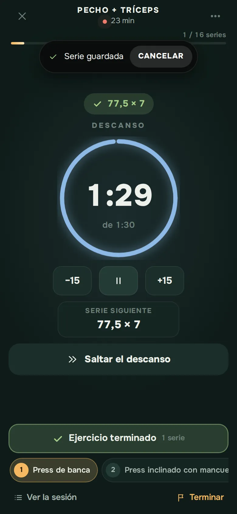 Pantalla de la app Ration: Tu sesión, lista para empezar