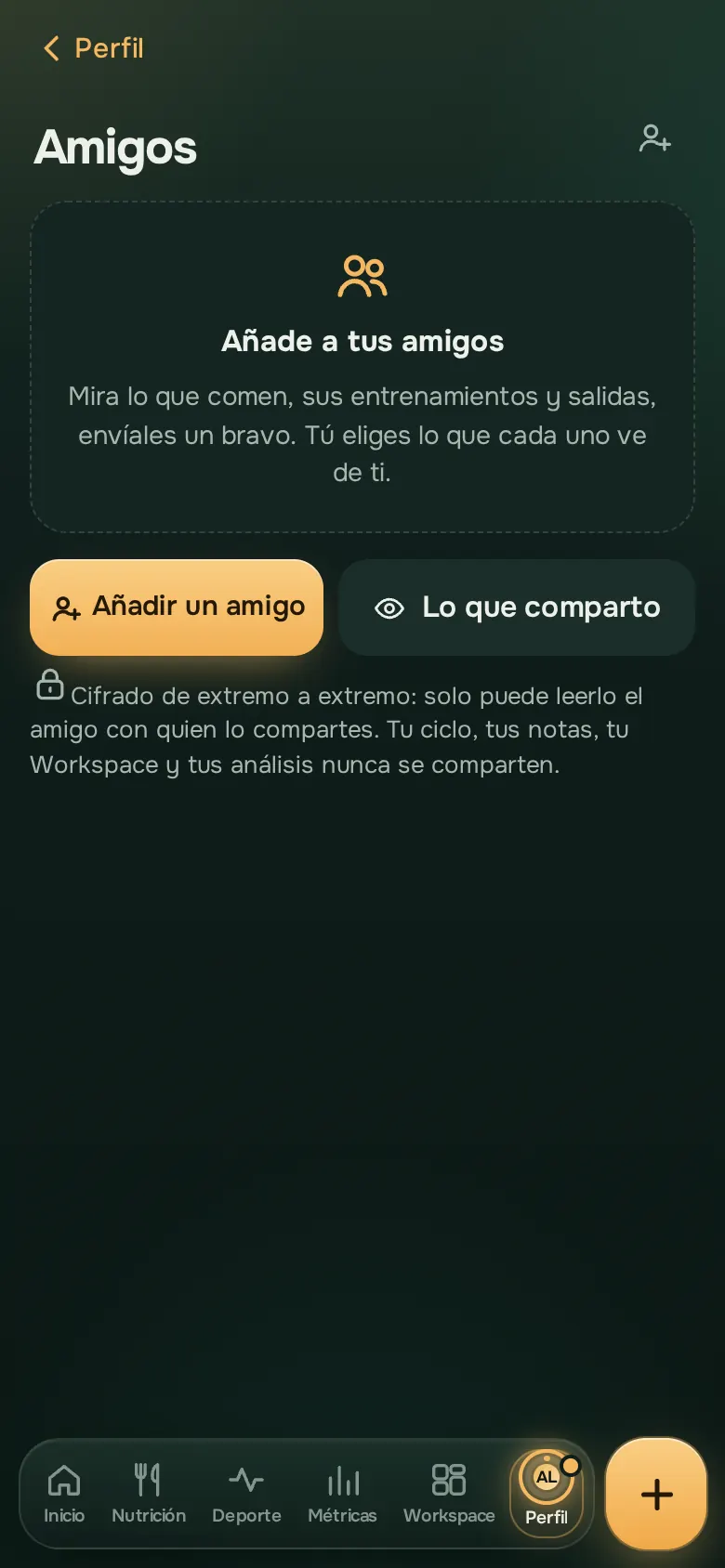 Pantalla de la app Ration: Con tus amigos, si quieres