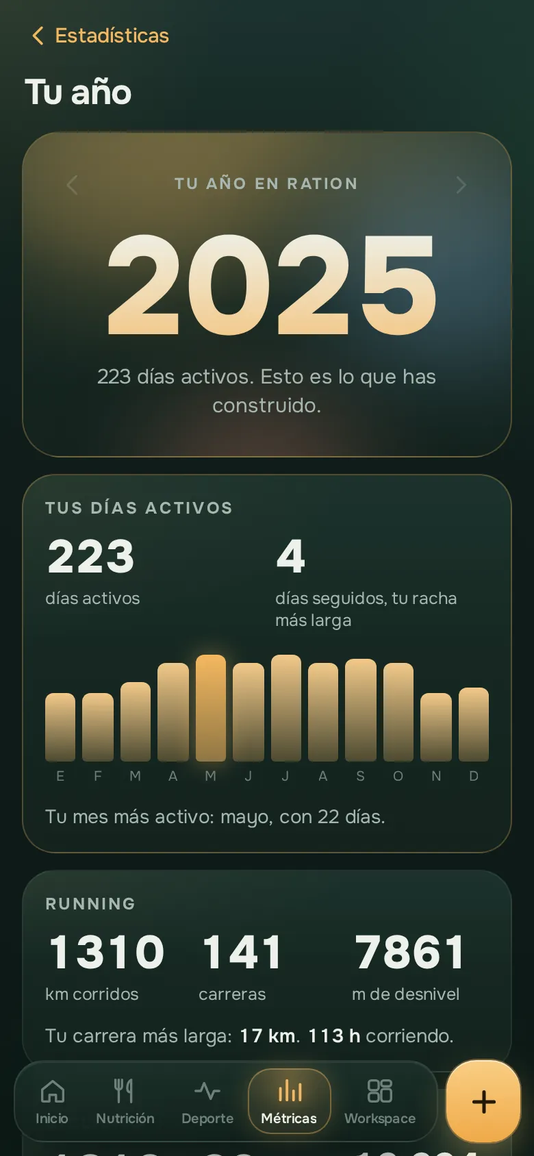 Pantalla de la app Ration: Tu año