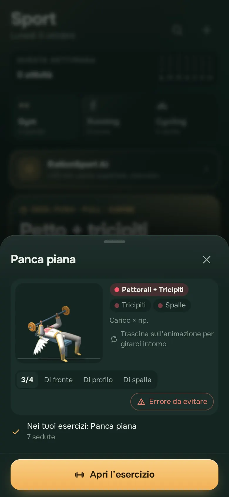 Schermata dell’app Ration: 277 esercizi in 3D