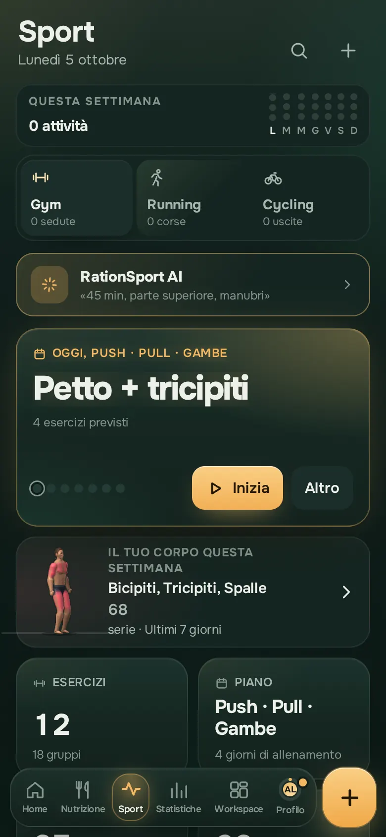 Schermata dell’app Ration: Sport