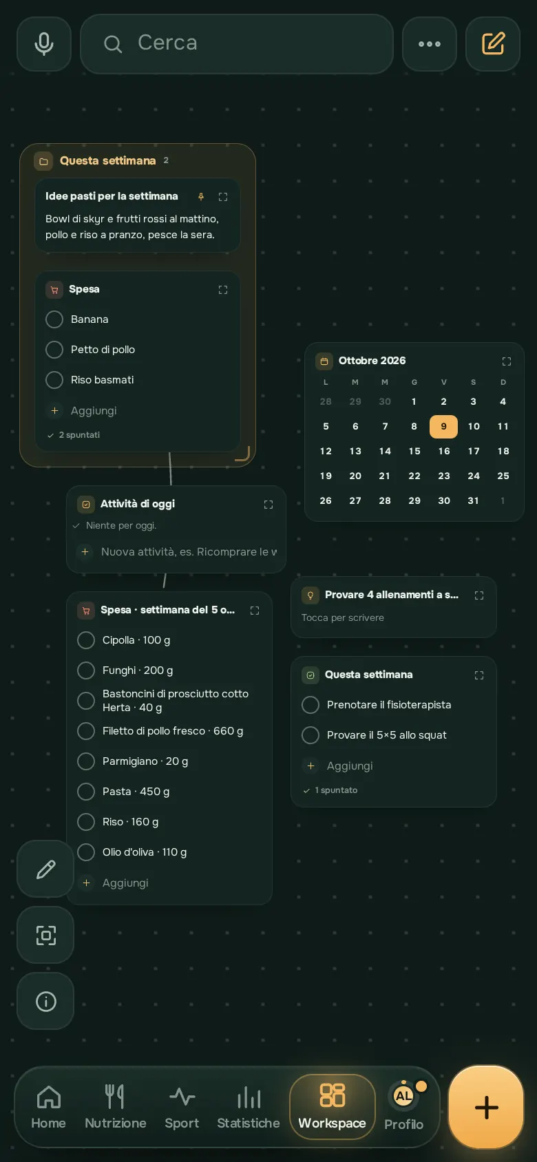 Schermata dell’app Ration: Workspace