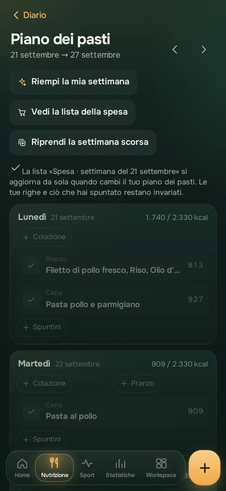 Schermata dell’app Ration: Pianifica e fai la spesa