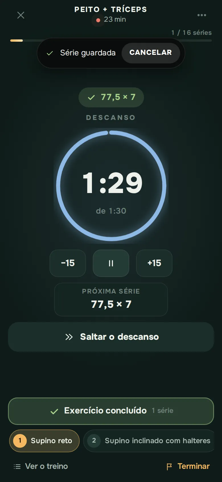 Ecrã da app Ration: O teu treino, pronto a começar