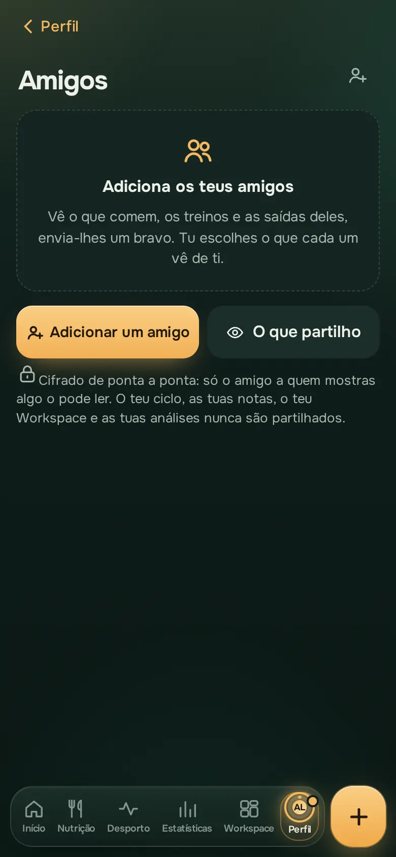 Ecrã da app Ration: Com os teus amigos, se quiseres