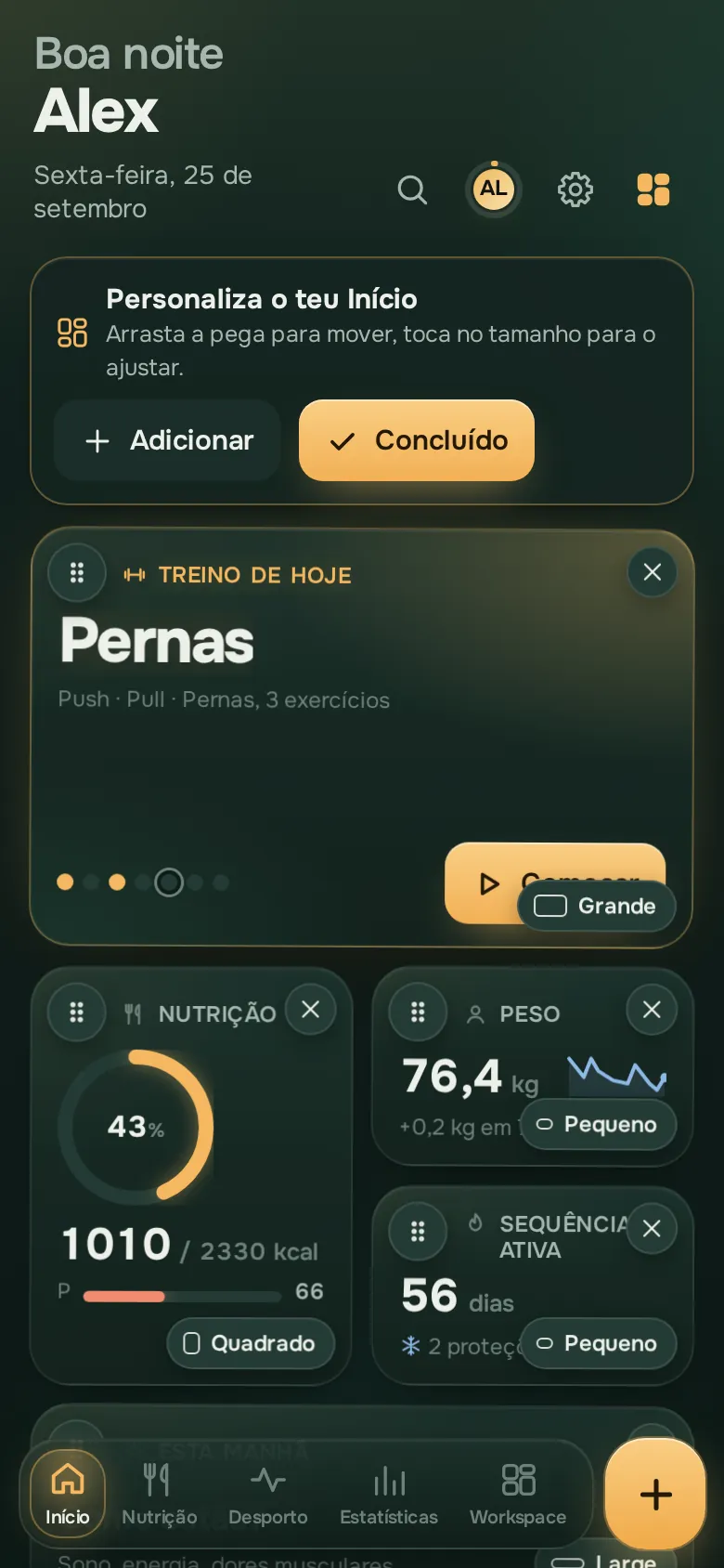 Ecrã da app Ration: Em conjunto
