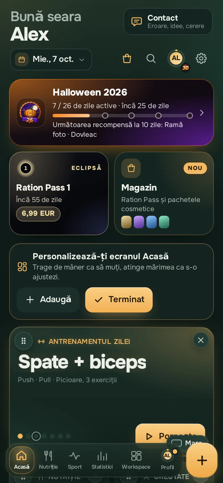 Ecran din aplicația Ration: Împreună
