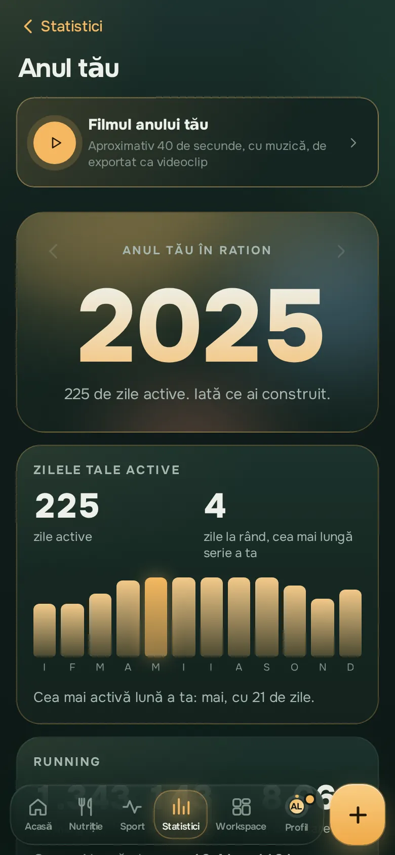 Ecran din aplicația Ration: Anul tău